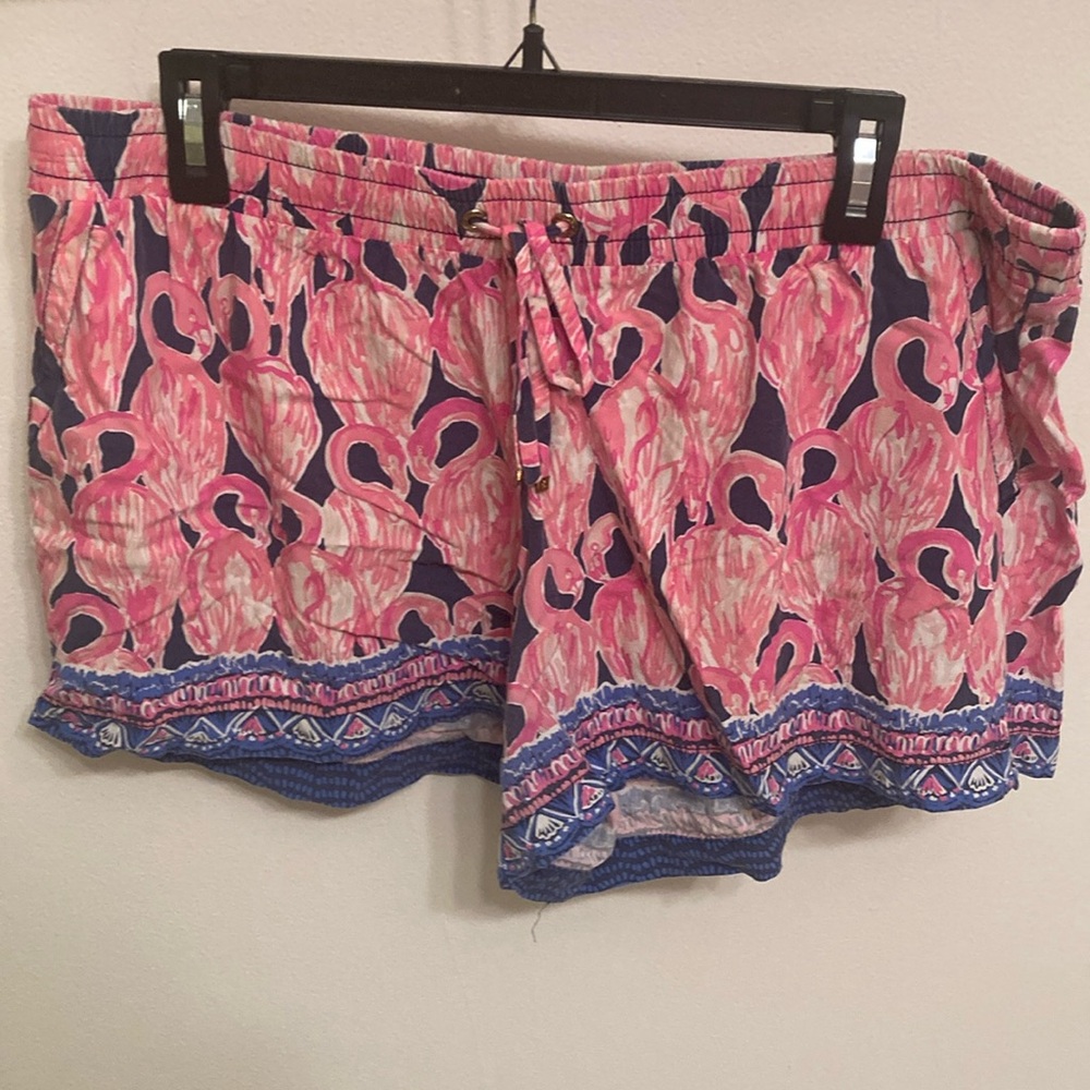 Flamingo bright pink with navy background Lilly Pulitzer Shorts